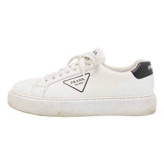 Prada White Leather Low Top Sneakers Size 45.5
