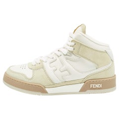 Fendi Sneakers Match in pelle e nabuk bianco/crema misura 38