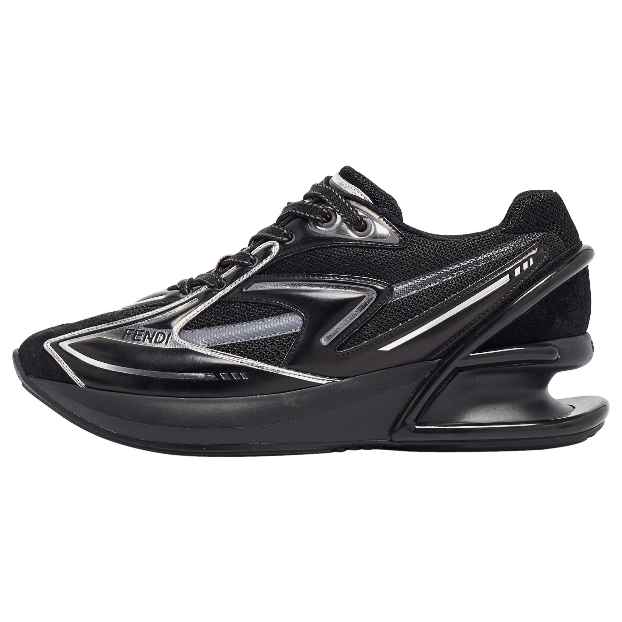 Fendi Black Suede and Leather Fendi first Sneakers Size 38 For Sale