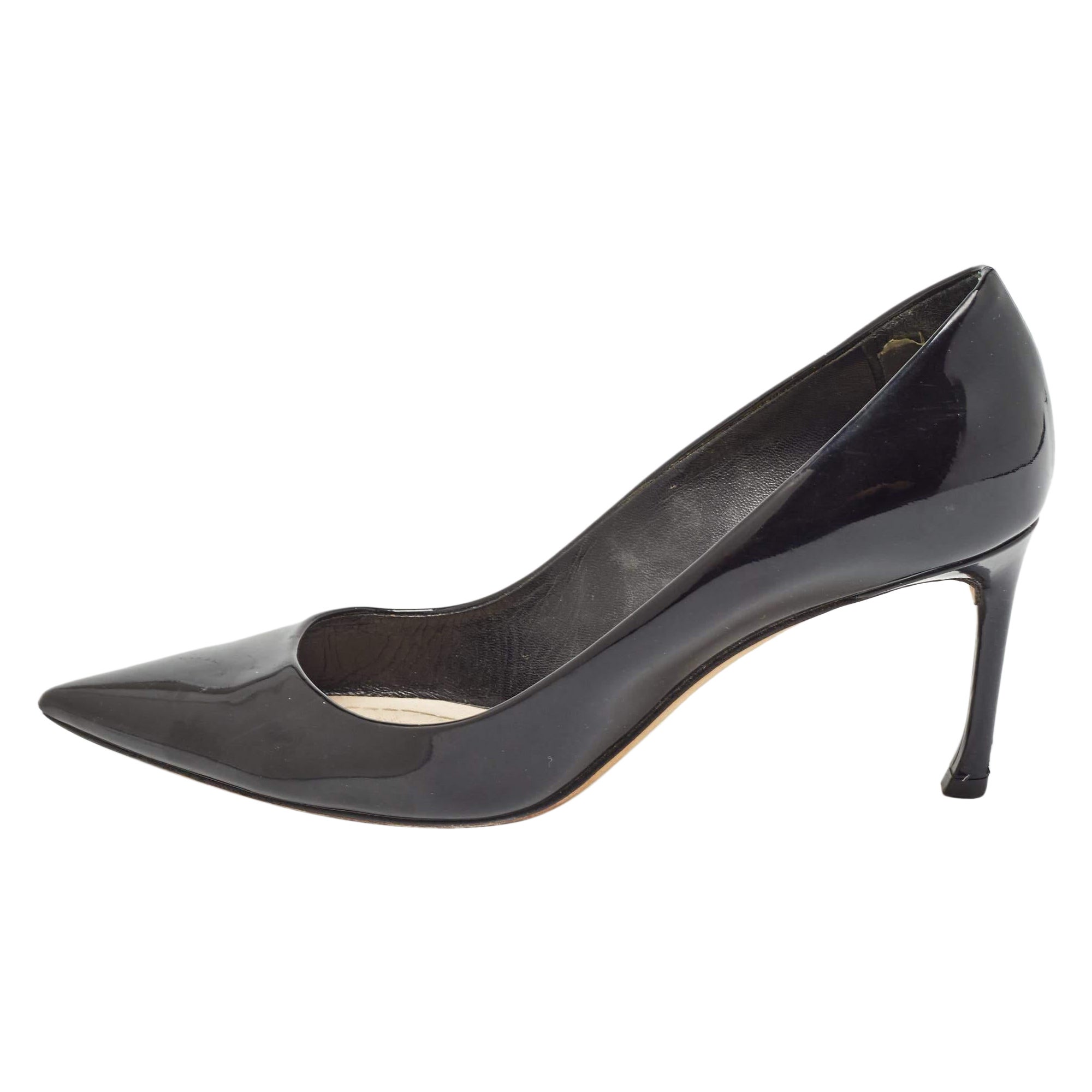 Dior Black Patent Leather Pointed Toe Pumps Size 38 For Sale