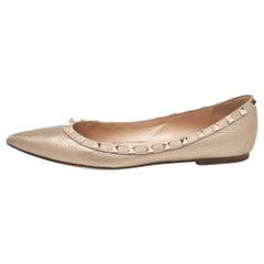 Valentino Metallic Leather Rockstud Ballet Flats Size 39