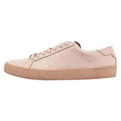 Saint Laurent Light Pink Leather Court SL/06 Sneakers Size 38.5