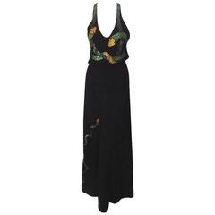Krizia Black Crepe Halter Gown Snakes, Circa 1970's 6