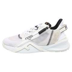 Fendi White Mesh and Suede Flow Low Top Sneakers Size 38