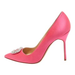 Manolo Blahnik Pink Satin Hangisi Pumps Size 41