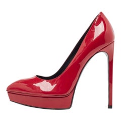 Saint Laurent Dark Red Patent Leather Janis Pumps Size 38