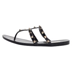 Valentino Black Jelly Rockstud Flat Slides Size 39