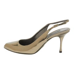 Dolce & Gabbana Metallic Leather Slingback Pumps Size 40