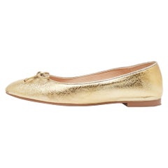 Stuart Weitzman Gold Leather Gabby Ballet Flats Size 36.5