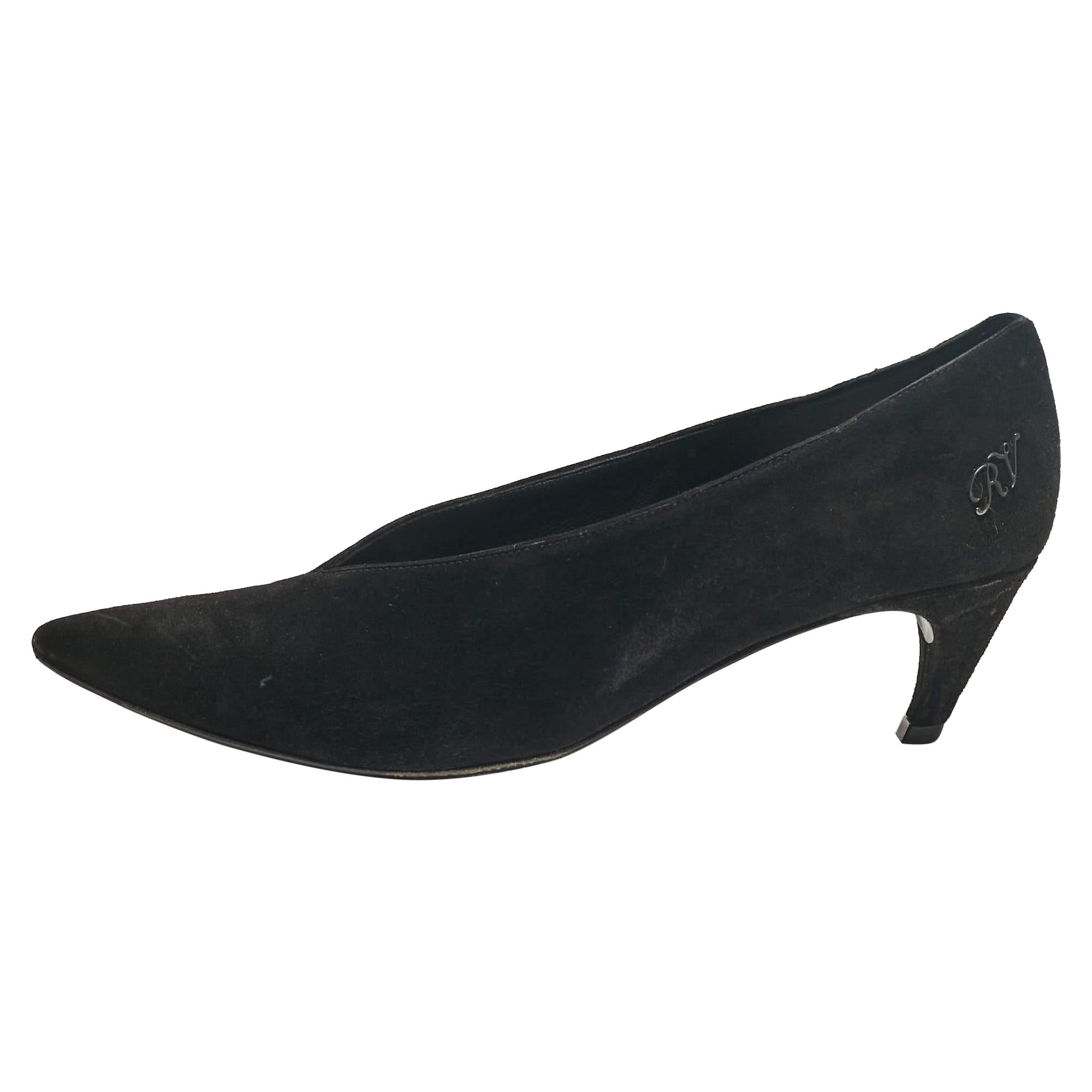 Sergio Rossi - Escarpins à bout pointu en daim noir - Taille 38,5