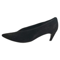 Sergio Rossi Black Suede Pointed Toe Pumps Size 38.5