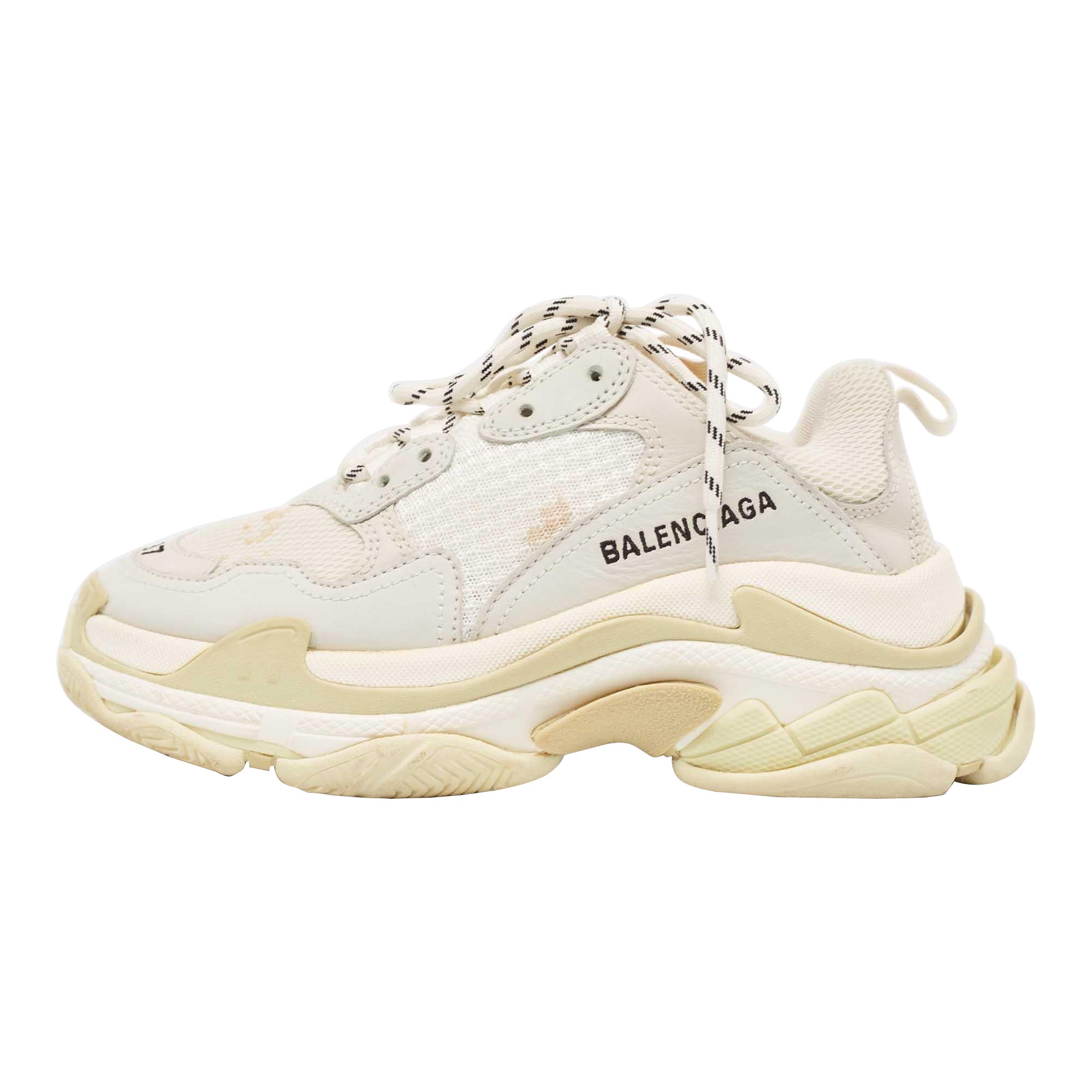Balenciaga Grey Nubuck and Mesh Triple S Sneakers Size 37 For Sale