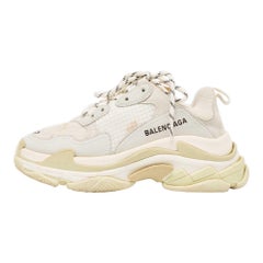 Balenciaga Grey Nubuck and Mesh Triple S Sneakers Size 37