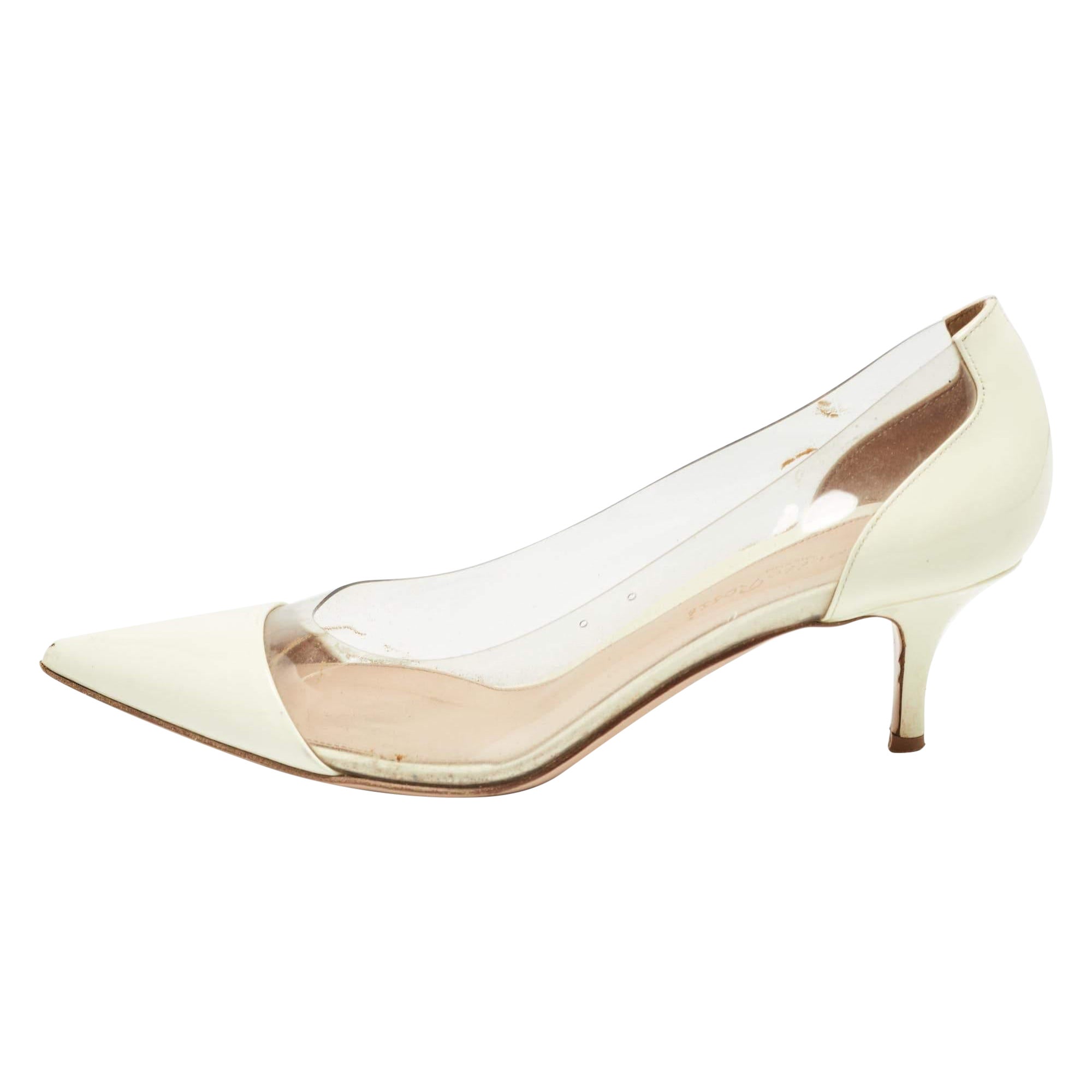 Gianvito Rossi escarpins en plexi verni crème taille 38