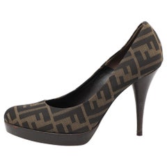 Bombas de lona FF Zucca marrones Fendi talla 38