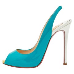 Christian Louboutin Tri Color Patent Leather Flo Sling Pumps Size 38