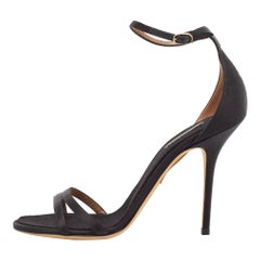 Dolce & Gabbana Black Satin Ankle Strap Sandals Size 39