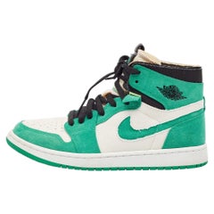 Air Jordans Green Suede and Leather 1 Retro High Zoom Sneakers Size 43