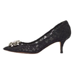 Dolce & Gabbana Black Lace Bellucci Pumps Size 38.5
