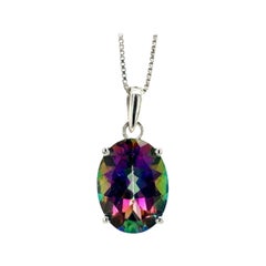 Pendentif unique en argent sterling 925 avec topaze mystique de 11,20 carats, cadeau pour mère