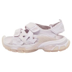 Used Balenciaga Lilac Rubber and Faux Leather Track Sandals Size 38