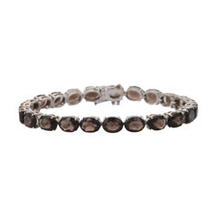 Bracelet tennis en argent sterling 925 et topaze fumée pour fiançailles