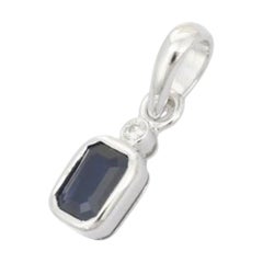 Delicado Colgante de Zafiro Azul con Diamante para Regalo de Mamá en Plata de Ley