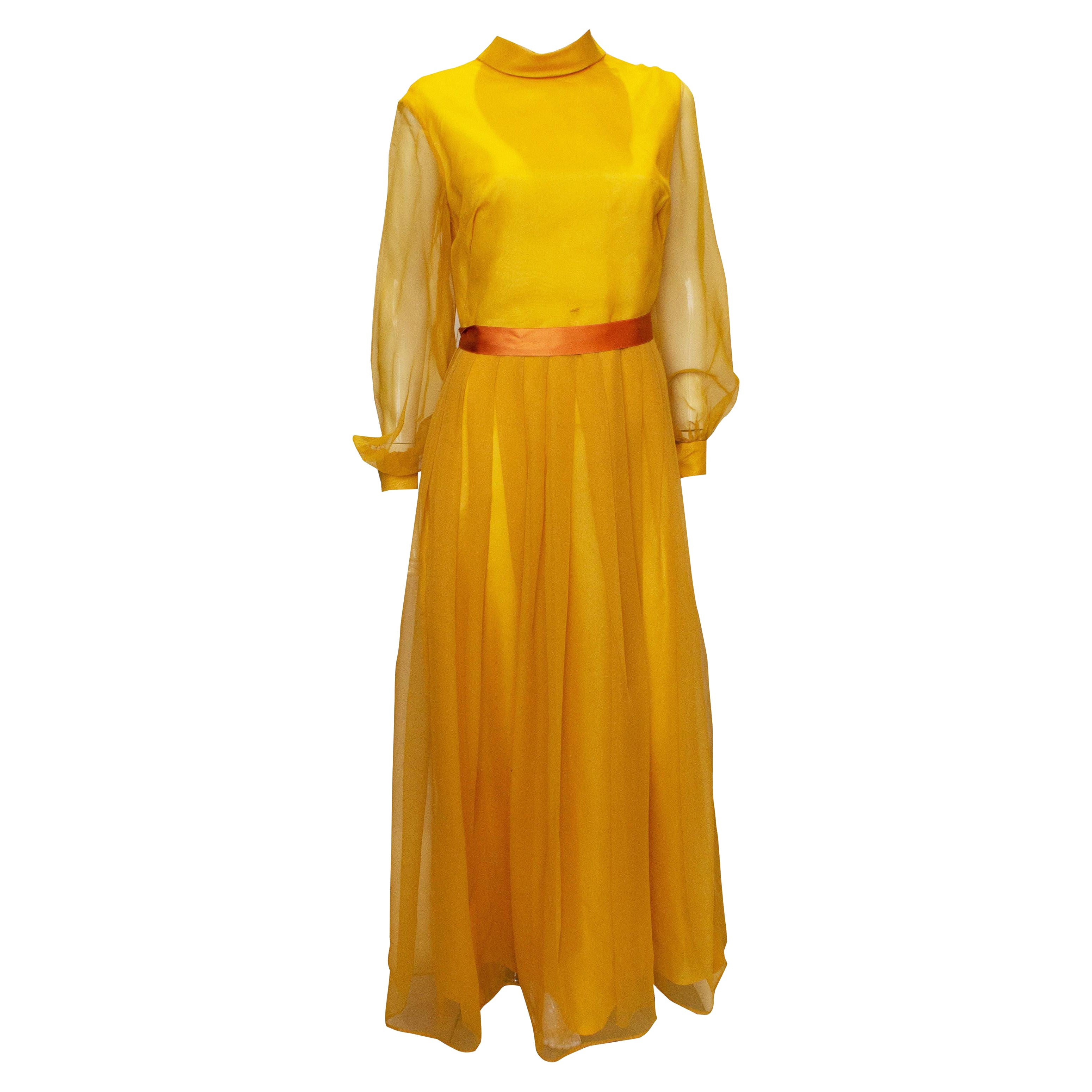 Vintage Cresta Mustard Colour Gown For Sale