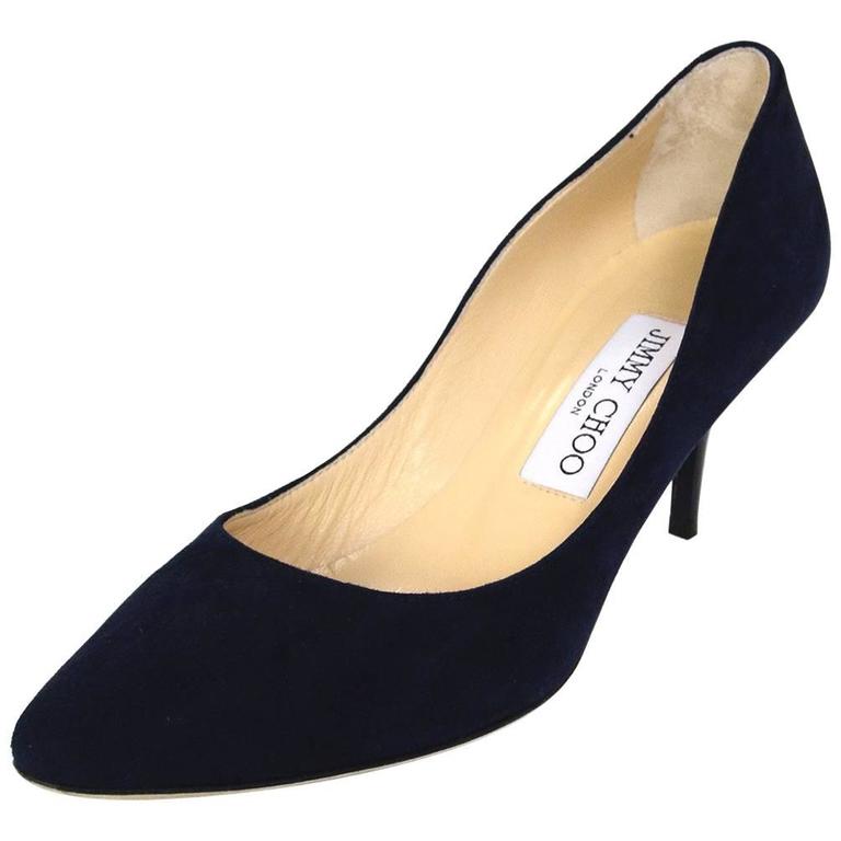 Jimmy Choo Navy Suede Pumps sz 36 For Sale at 1stdibs