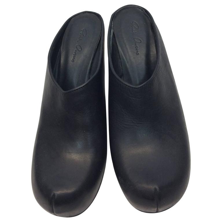 Rick Owens Black Wedge Mules For Sale at 1stDibs