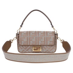 Fendi Borsa Baguette in lana pied-de-poule Marrone