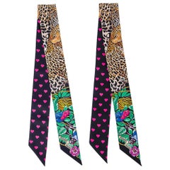 Hermes Twilly Jungle Love Love Noir Vert  Vif rose lot de 2