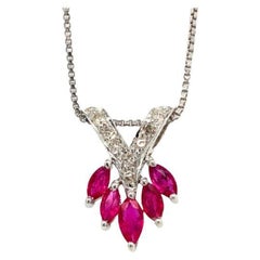 Sterling Silver Natural Ruby Diamond Everyday Pendant in Best Mothers Day Gift