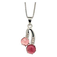 Sterling Silver Minimal Multi Tourmaline Cherry Pendant Gift for Mom Jewelry