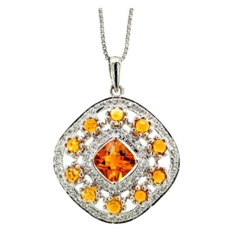 Stunning Citrine Gemstone Wedding Pendant for Women in Sterling Silver For Sale