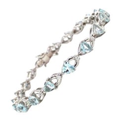 Bracelet artisanal en argent sterling 925 avec aigue-marine et zircon