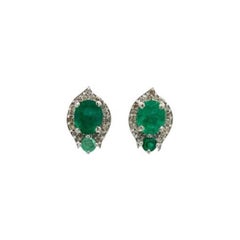 Pendientes de esmeralda y diamantes de 1,42 quilates para regalo de mamá en plata 925