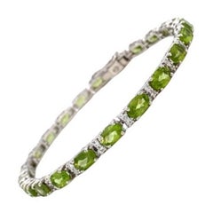 Pulsera de tenis de plata de ley 925 con peridoto y circonitas de 13,35 quilates para mamá