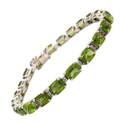 21.35 CTW Octagon Peridot Zircon Tennis Bracelet for Wedding in Sterling Silver