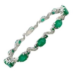 10.56 Carat Emerald Diamond Tennis Bracelet in Sterling Silver for Mom