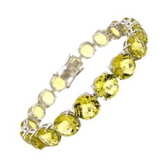 Faceted 62.70 Carats Lemon Topaz Tennis Bracelet Grandma Gift in 925 Silver