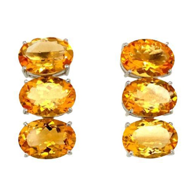 Modern 37.20 Carats Citrine Earrings Crafted in 925 Sterling Silver Gift for Mom For Sale