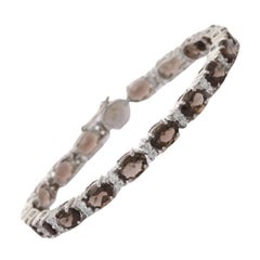Unique 15.70 Carat Smoky Topaz and CZ Bracelet in 925 Silver Jewelry for Mom