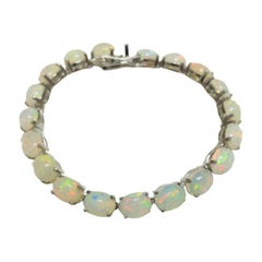 22.04 Carat Genuine Ethiopian Fire Opal Tennis Bracelet for Mom Sterling Silver