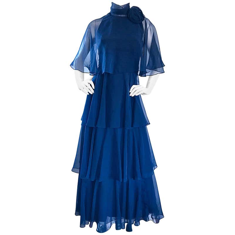 Vintage 1989 Yves Saint Laurent Haute Couture Cobalt Blue Silk Off ...