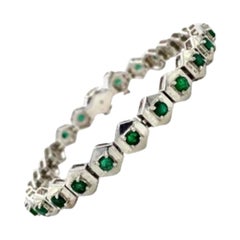 Sechseckiges Sterlingsilber 925 in echtem Smaragd in Smaragd, Geschenk für Mutter