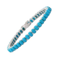 Moderna pulsera de tenis de turquesa para regalo del Día de la Madre elaborada en plata de ley