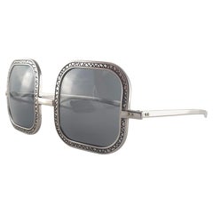 Vintage Renauld Silver Oversized Frame Grey Lens 1970 Sunglasses Made in USA