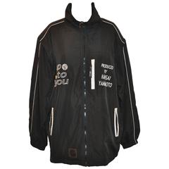 Kansai Yamamoto Men's Black Nylon Zipper "Up To You" Embroidered Jacket