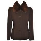 Blumarine Coco Brown avec veste boutonnée en col de renard